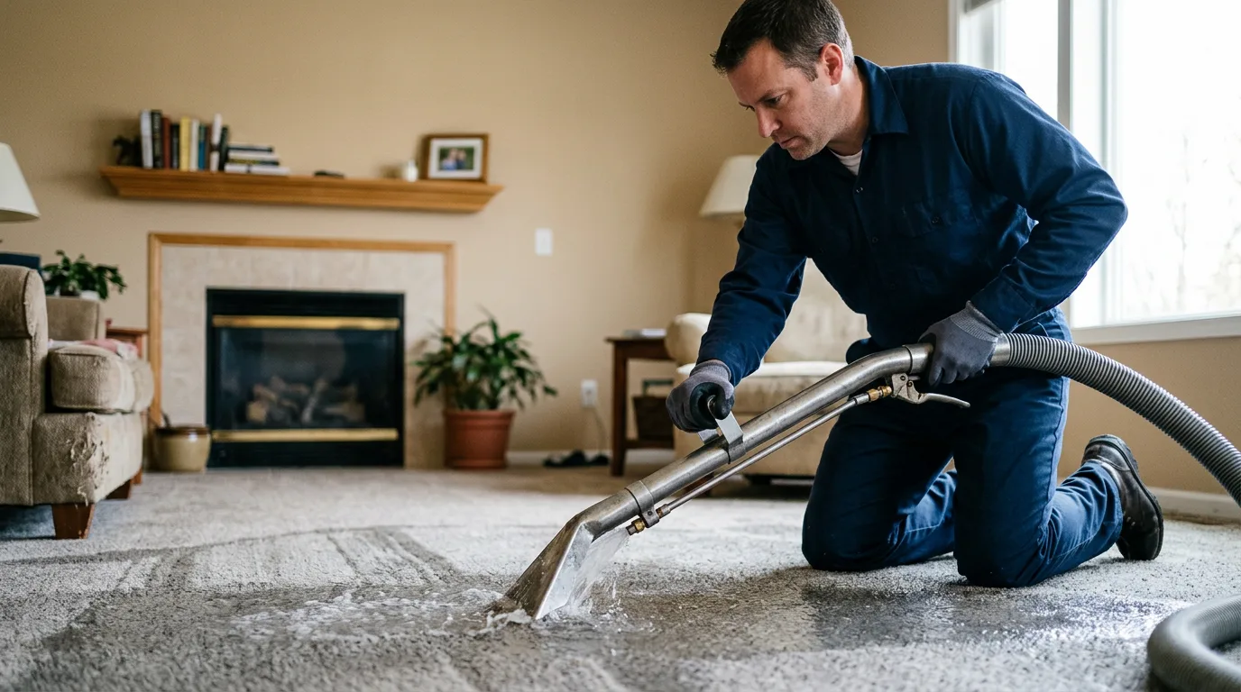 Water damage restoration technician working near West Newton, MA